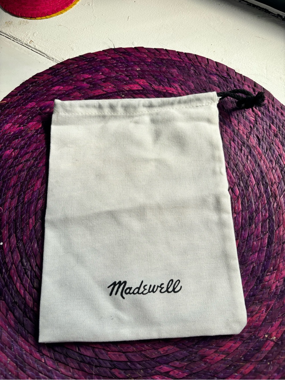 Madewell Cream Canvas Drawstring Pouch with Black Cord